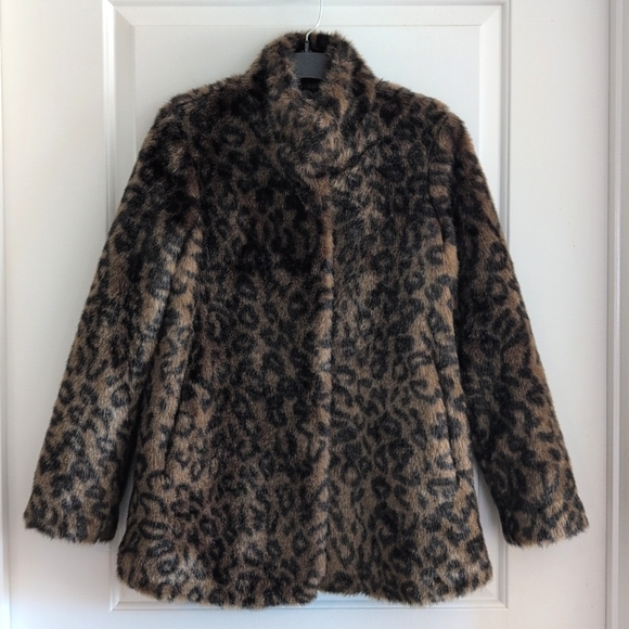 Velvet for Garnet Hill Leopard Print Mob Wife Faux Fur Fully Lined Coat S - Picture 8 of 13